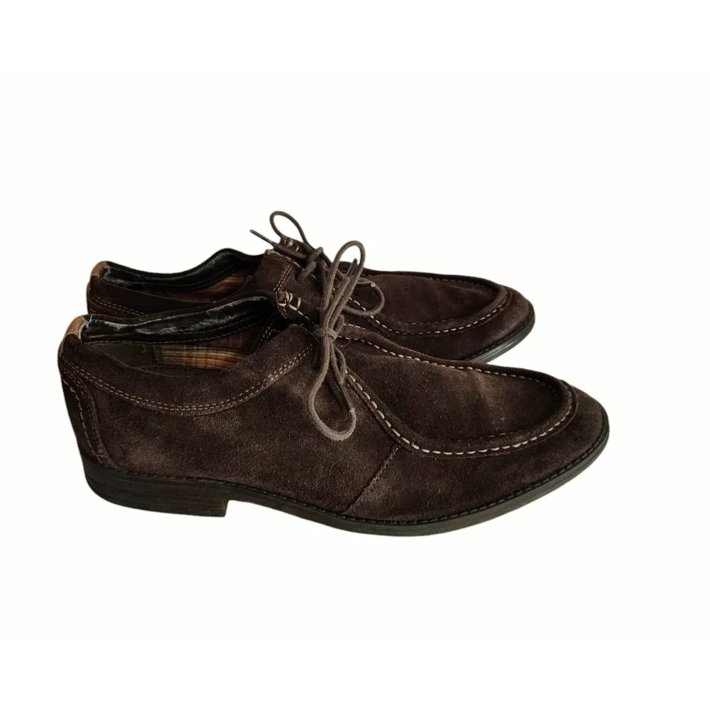 Clarks Men‎ Delsin Leather Oxford Casual Suede Shoes Loafers Deep Brown Size 11